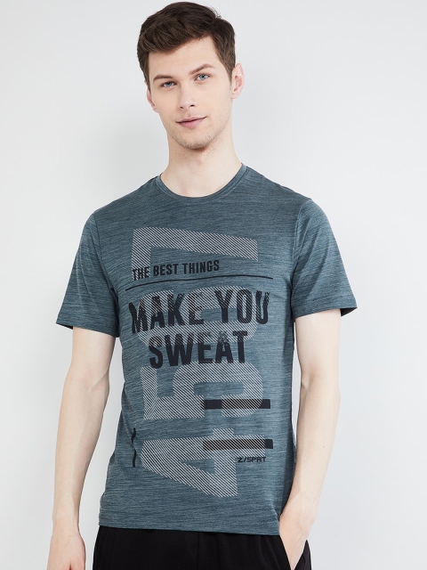 

max Men Teal Printed Round Neck T-shirt