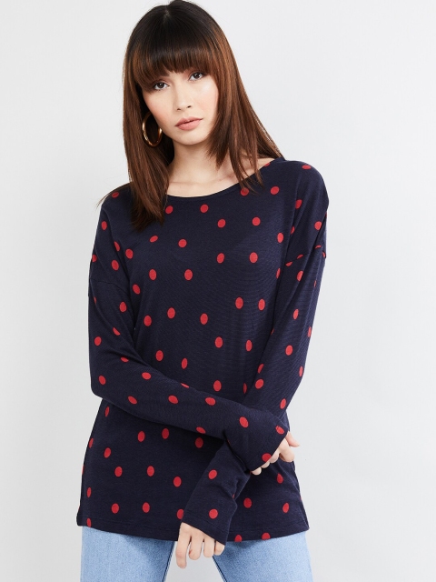 

max Women Navy Blue Printed Top