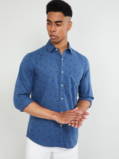 

max Men Blue Regular Fit Printed Casual Shirt