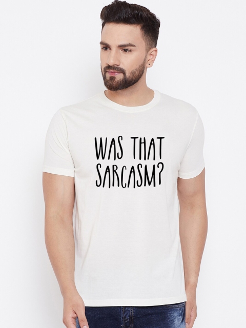 

wesquare Men White Printed Round Neck T-shirt