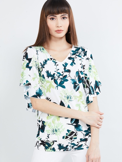 

max Women White Floral Printed Top