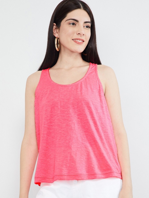 

max Women Pink Solid Tank Top