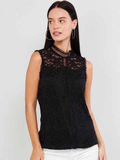 

max Women Black Self Design Top