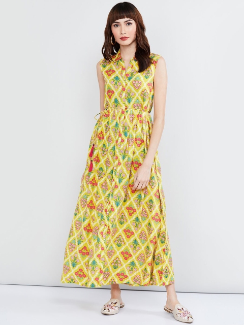 

max Women Yellow & Red Floral Printed Shirt Dress