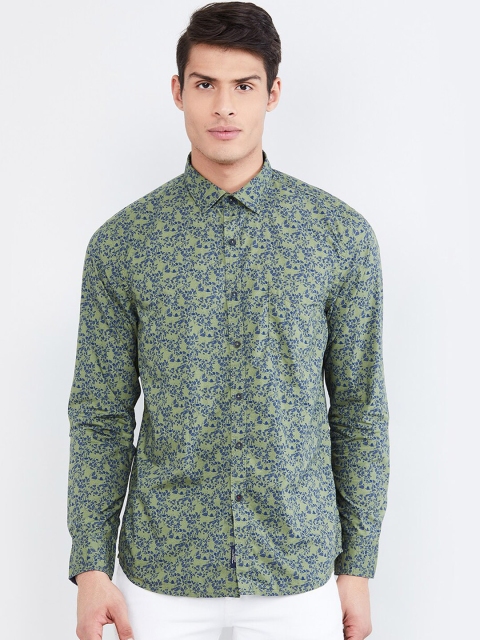 

max Men Green & Blue Floral Regular Fit Printed Casual Shirt