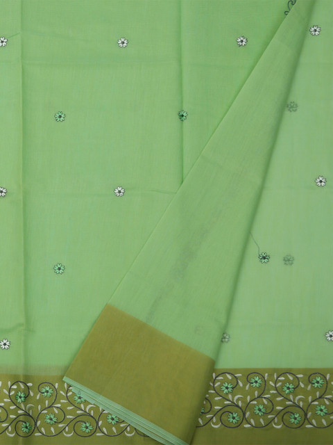 

Pothys Green Embroidered Cotton Blend Saree