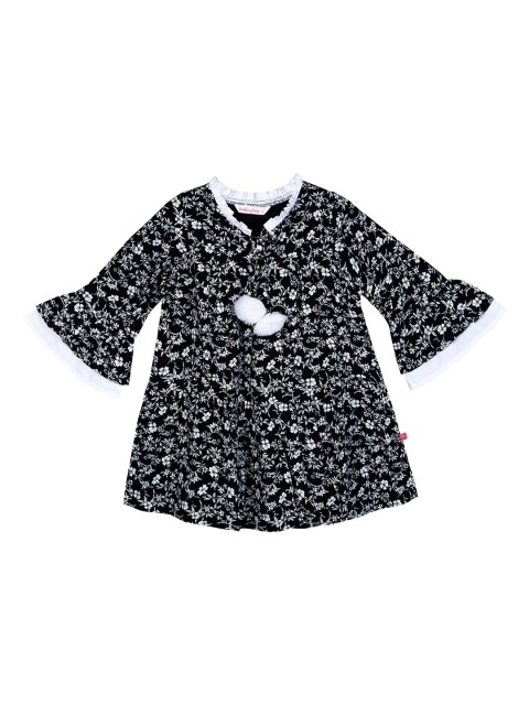 

Budding Bees Girls Black & White Floral Print A-Line Dress