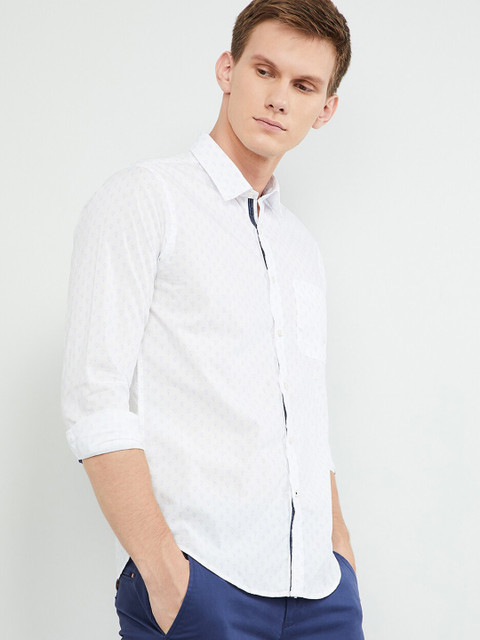 

max Men White Regular Fit Printed Casual Shirt