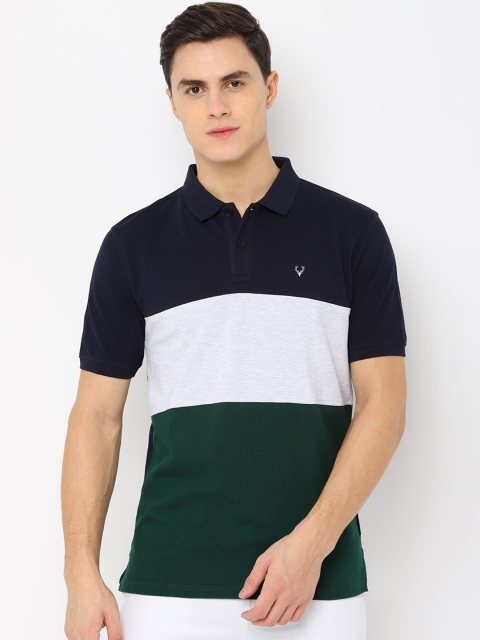 

Allen Solly Men Navy Blue Colourblocked Polo Collar T-shirt