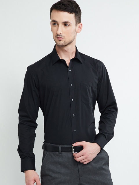 

max Men Black Slim Fit Solid Formal Shirt
