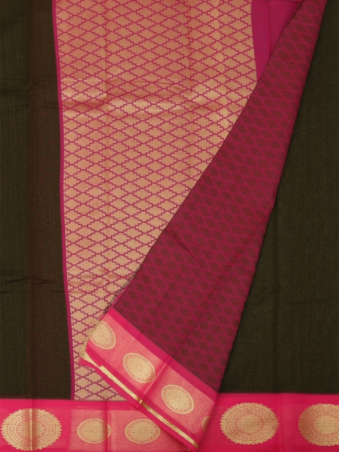 

Pothys Olive Green & Pink Cotton Blend Solid Saree