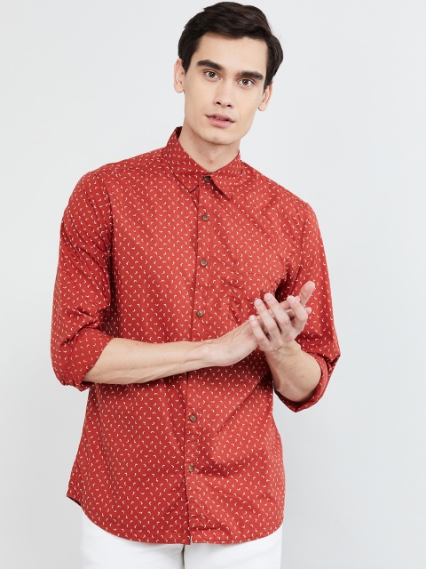 max Men Maroon Regular Fit Printed Casual Shirt