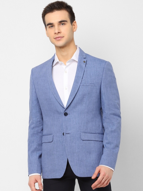 

Allen Solly Men Blue Solid Slim-Fit Single-Breasted Linen Casual Blazer
