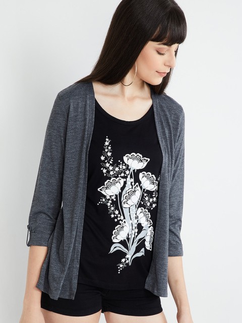 

max Women Grey Printed Top