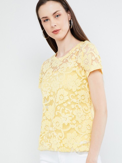 

max Women Yellow Printed Top