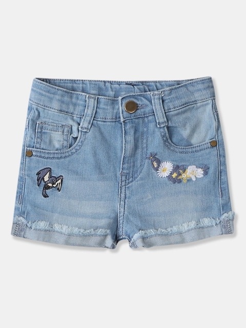 

Cherokee Girls Blue Embroidered Slim Fit Denim Shorts