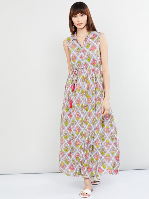 

max Women Grey Floral Printed Maxi Dress
