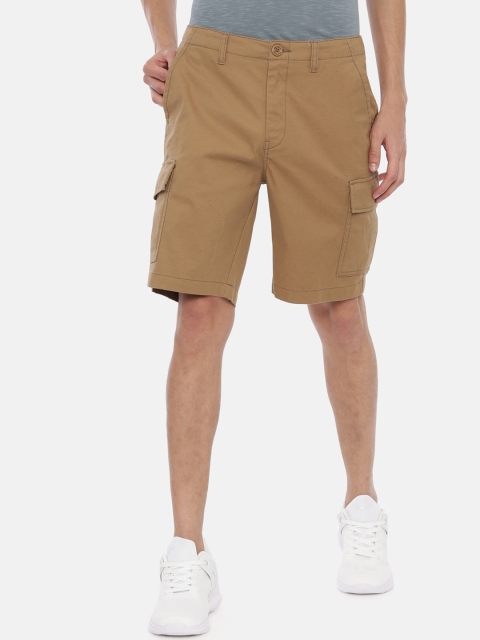 

Breakbounce Men Khaki Brown Solid Regular Fit Cargo Shorts