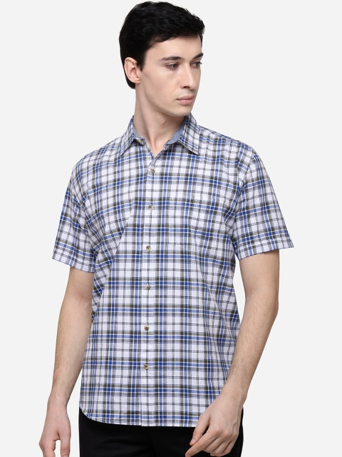 

Greenfibre Men Green & Blue Slim Fit Checked Casual Shirt