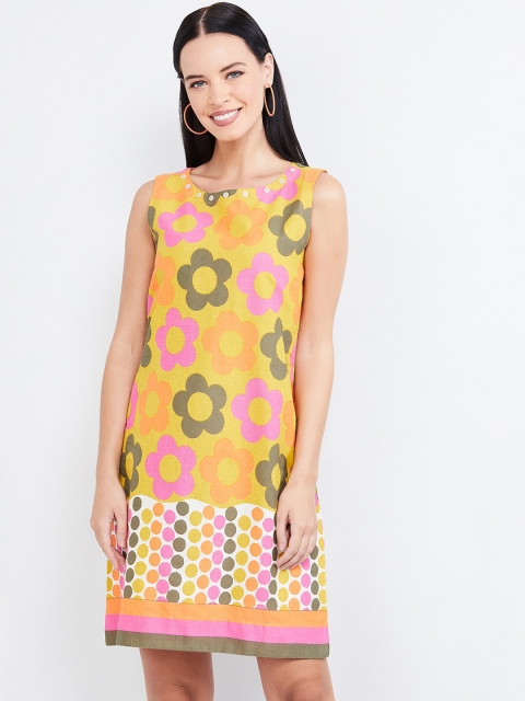 

max Women Mustard Printed Sheath Dress