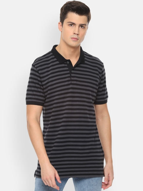 

Van Heusen Men Black Striped Polo Collar T-shirt