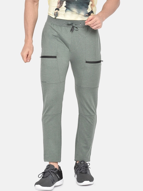 

beevee Men Olive Green Solid Straight-Fit Track Pants
