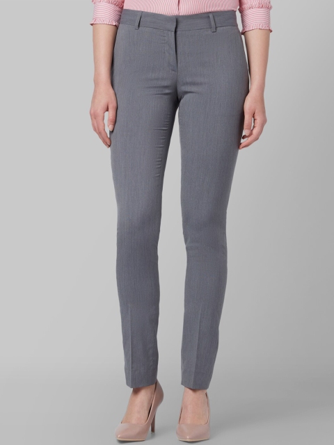 Park Avenue Woman Women Grey Solid Tapered Fit Regular Trousers