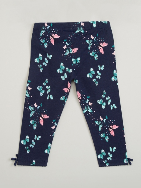 

max Girls Blue & Green Printed Ankle-Length Leggings, Multi