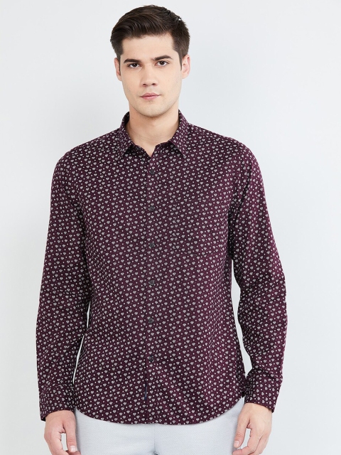 

max Men Burgundy & Off-White Regular Fit Printed Casual Shirt