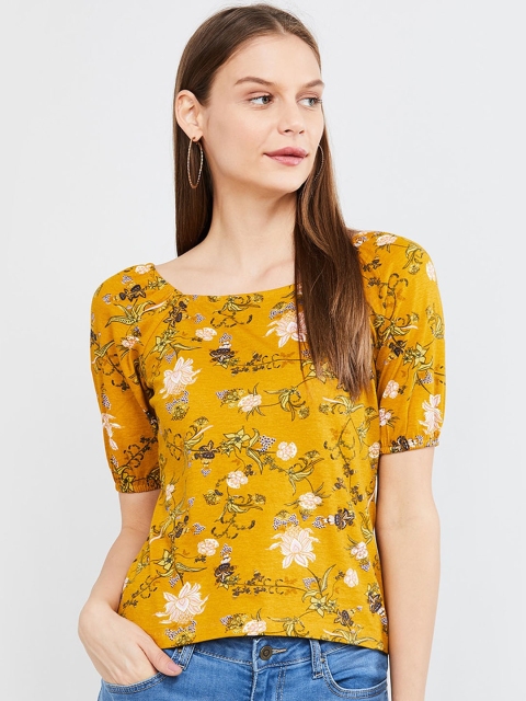 

max Women Yellow & White Floral Printed Top