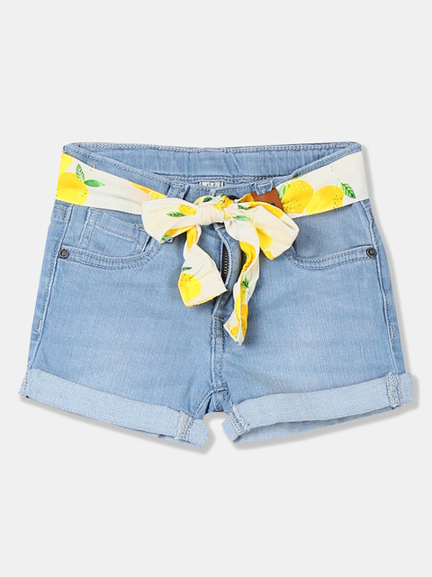 

Cherokee Girls Blue Solid Regular Fit Denim Shorts
