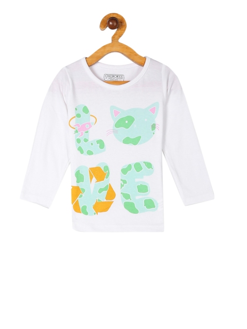 

Cherokee Girls White Printed Round Neck T-shirt