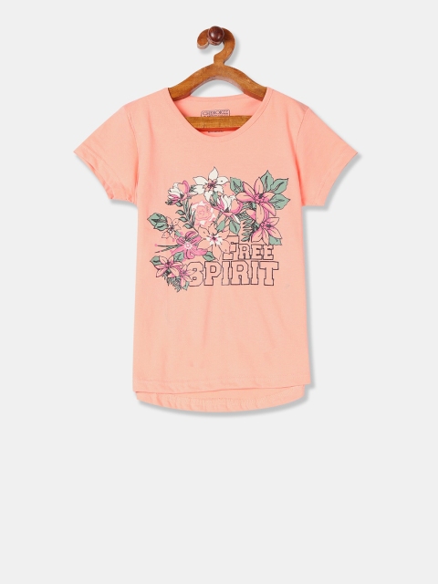 

Cherokee Girls Orange Printed Round Neck T-shirt