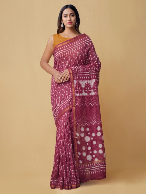 

Unnati Silks Pink Silk Cotton Printed Chanderi Saree