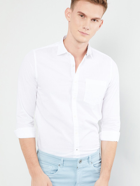 

max Men White Regular Fit Solid Casual Shirt