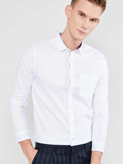 

max Men White Regular Fit Solid Formal Shirt