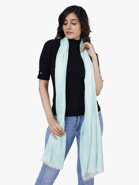 

Scarves & Glitters Women Sea Green & Off-White Self Design Scarf