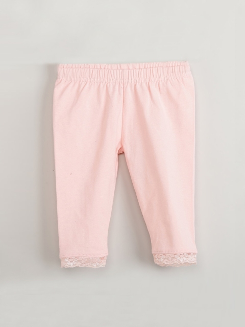 

max Girls Pink Solid Three-Fourth Length Leggings