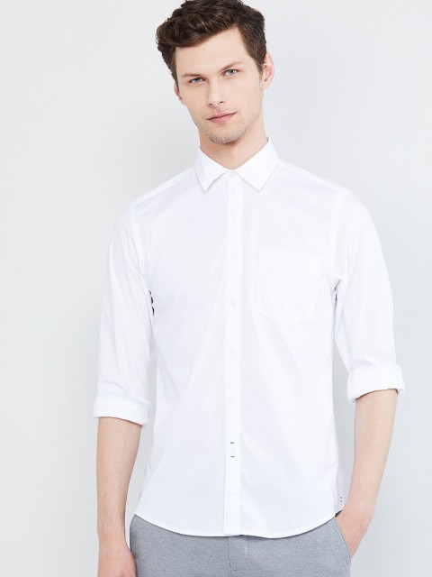 

max Men White Regular Fit Solid Casual Shirt