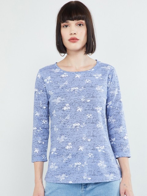 

max Women Blue & White Floral Printed Top
