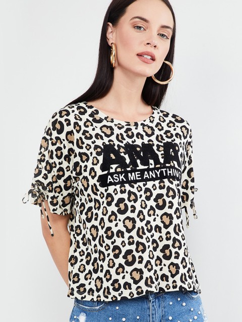 

max Women Off-White & Beige Printed Top