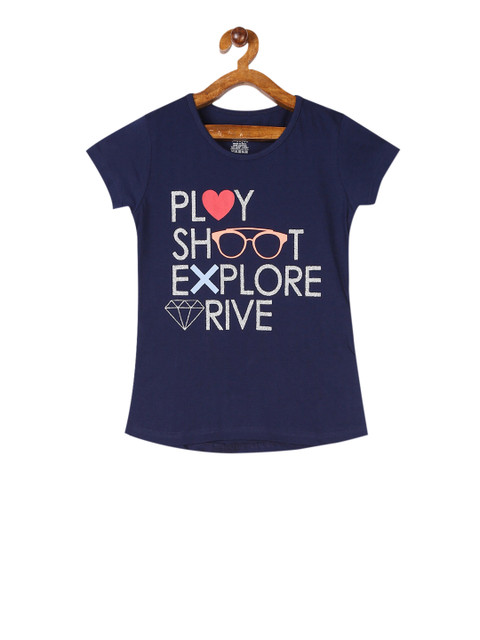 

Cherokee Girls Blue Printed Round Neck T-shirt