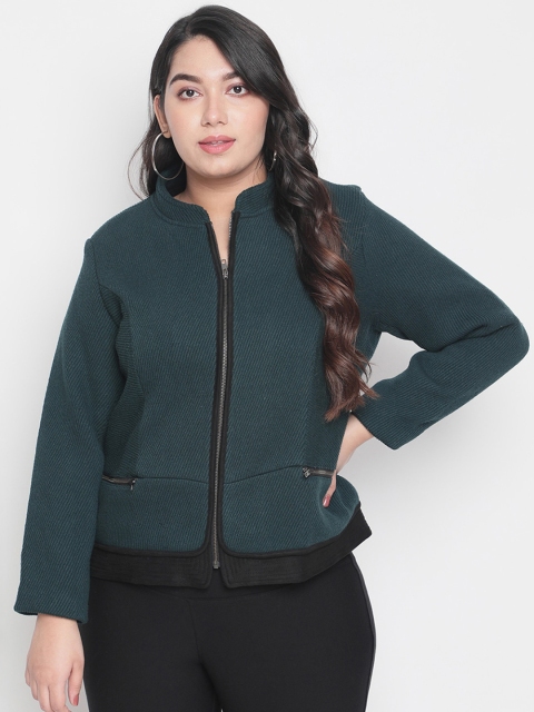 

Amydus Women Green Solid Tailored Jacket