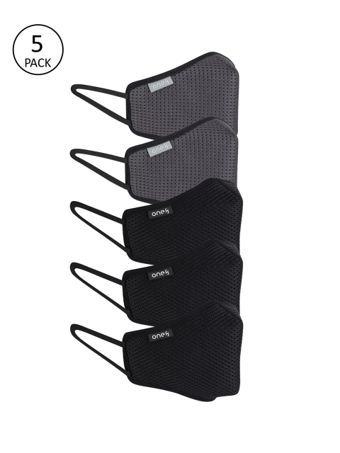 

one8 Select BY VIRAT KOHLI Adults Pack Of 5 Reusable 4-Ply 3D Mesh Masks, Black