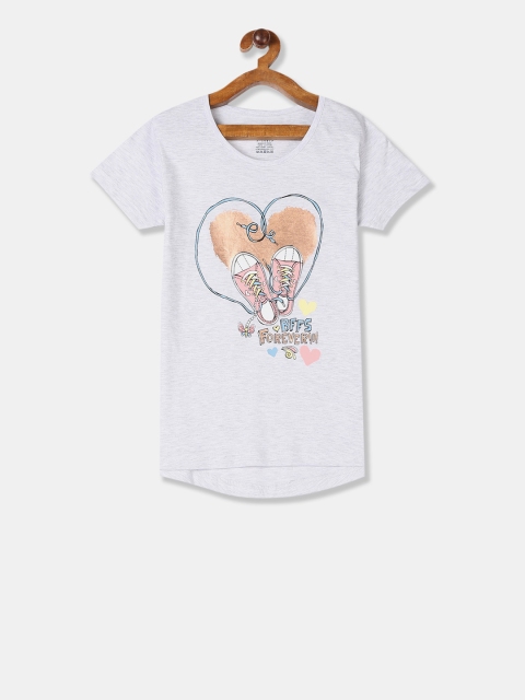 

Cherokee Girls Grey Printed Round Neck T-shirt