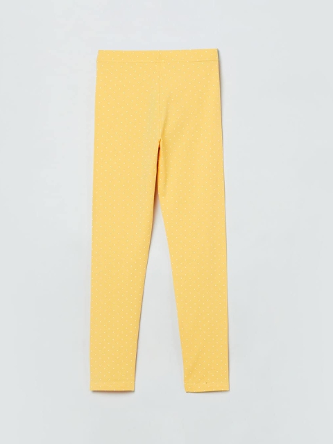 

max Girls Yellow & White Printed Ankle-Length Leggings