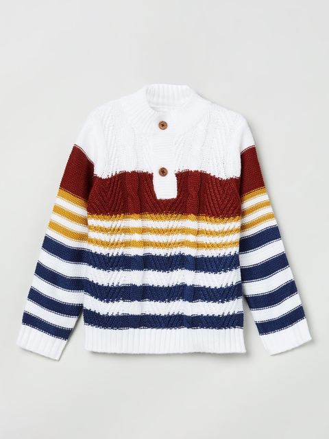 

max Boys Multicoloured Self Design Pullover Sweater, Multi
