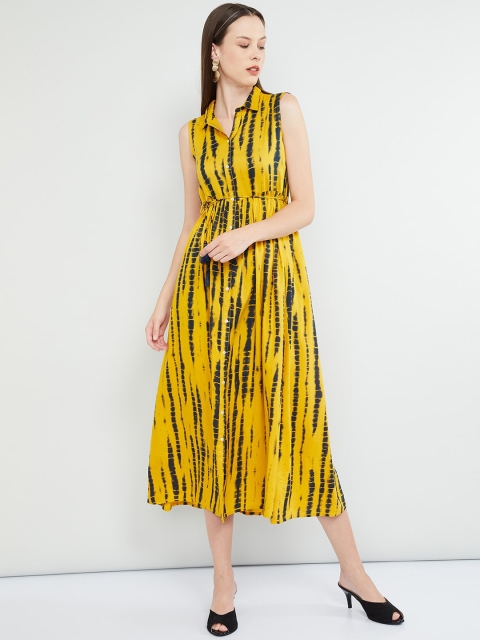 

max Women Mustard Printed A-Line Dress