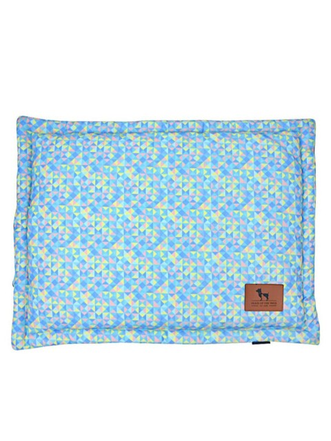

Heads Up For Tails Blue & Green Geometric Print Chew Resistant Dog Pet Mat