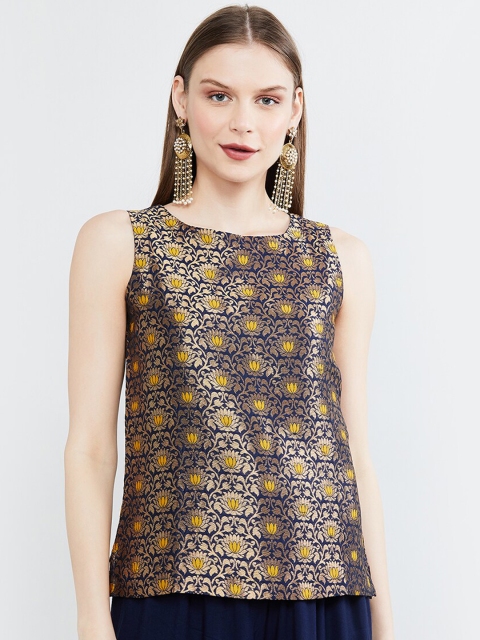 

max Women Navy Blue Self Design Top